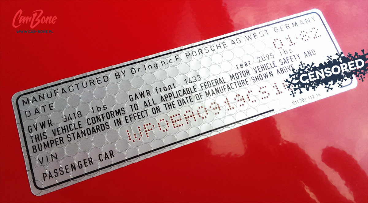 1981 – 1985 porsche sticker technical VIN DOOR JAMB DECAL 911 